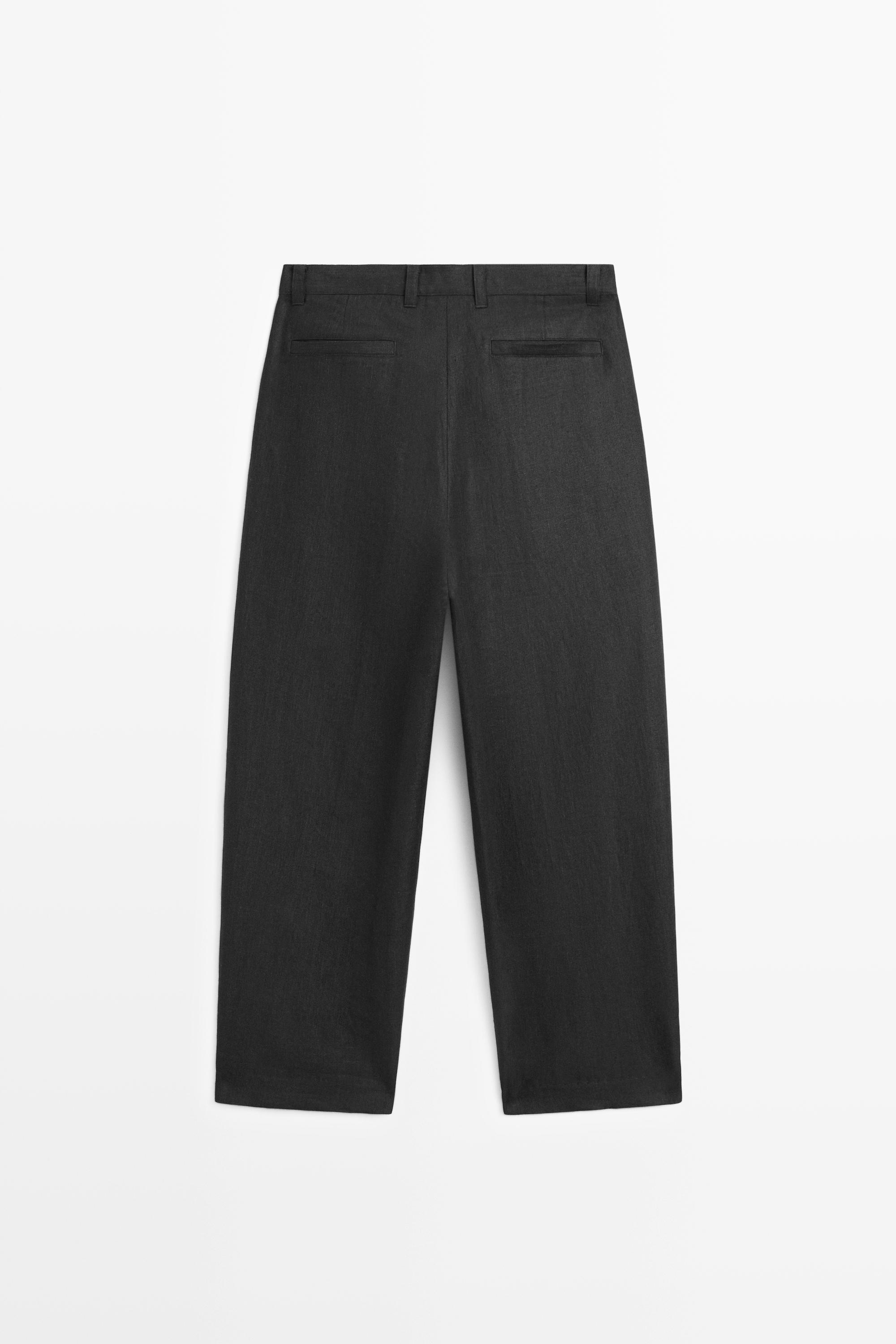 Pantalon à double pince 100 % lin